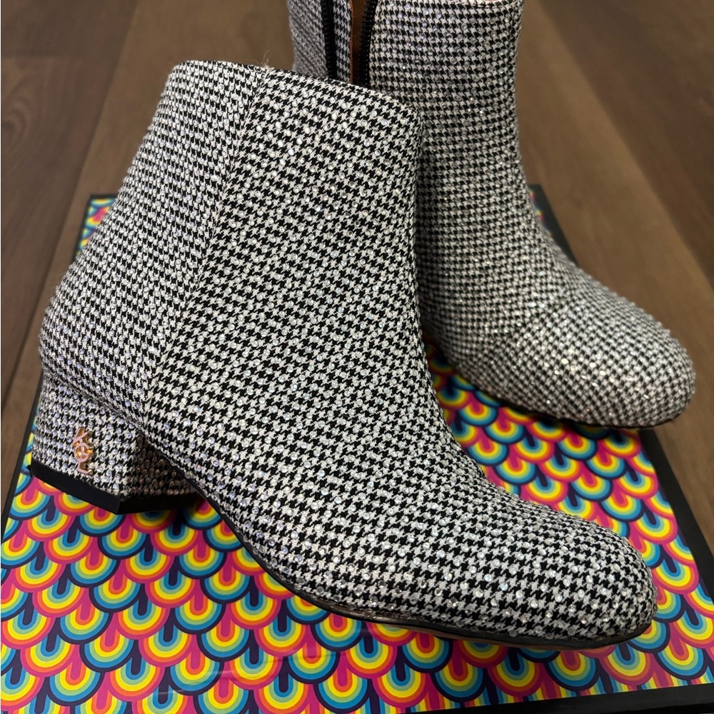 Kurt Geiger girls mini Burlington houndstooth diamond boots